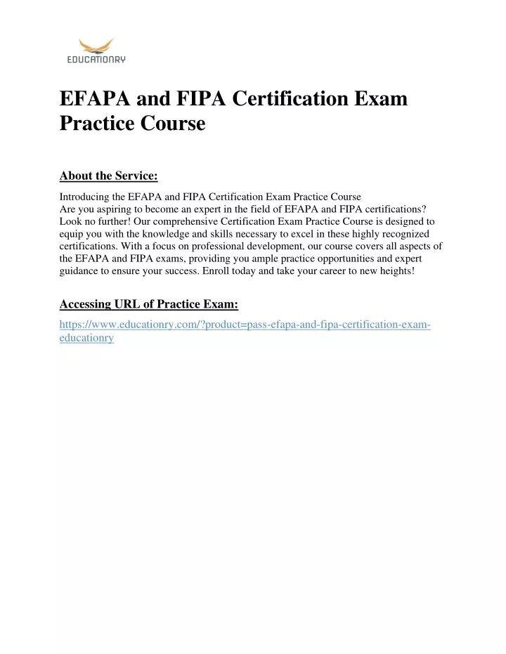efapa and fipa certification exam practice course