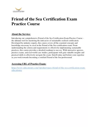 friend of the sea certification exam practice