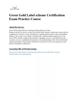 green gold label scheme certification exam