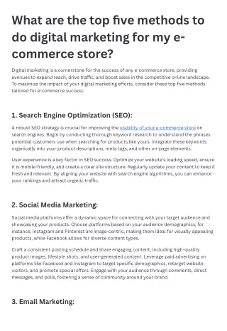 What are the top five methods to do digital marketing for my e-commerce store
