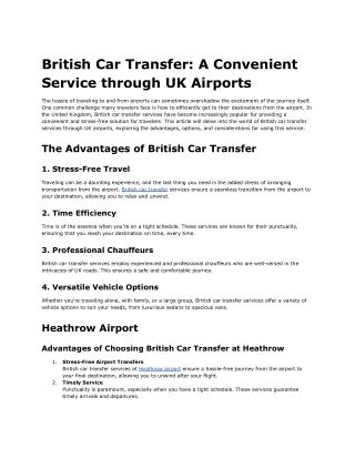 British Car Transfer_ A Convenient Service through UK Airports