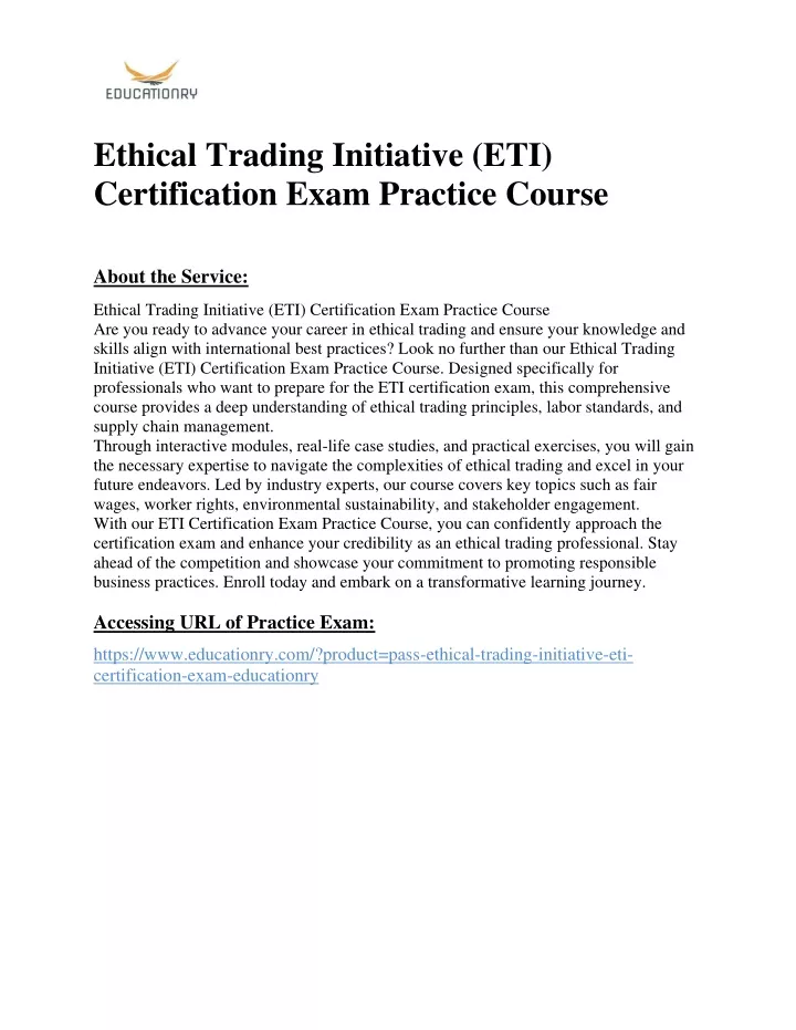 ethical trading initiative eti certification exam
