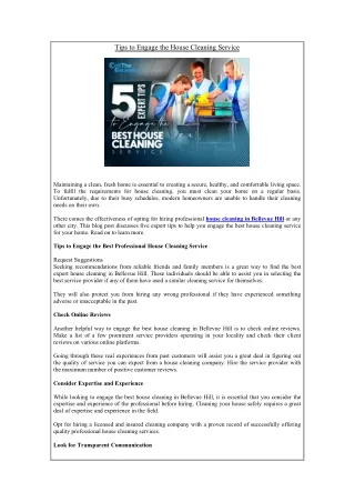 tips to engage the house cleaning service
