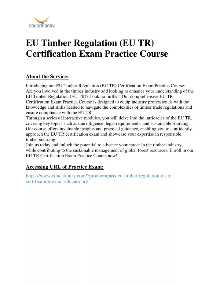 eu timber regulation eu tr certification exam