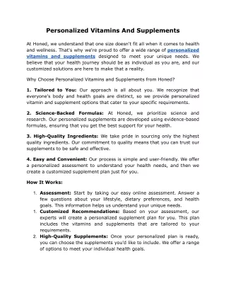 personalized vitamins and supplements