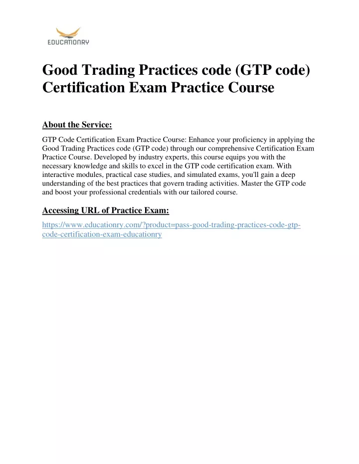 good trading practices code gtp code
