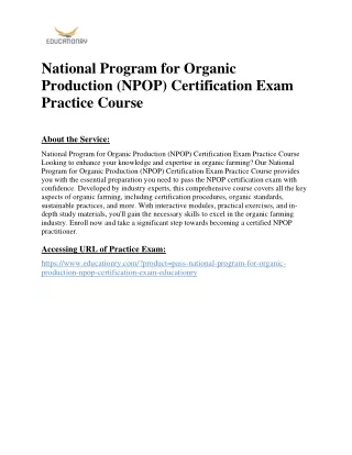 national program for organic production npop