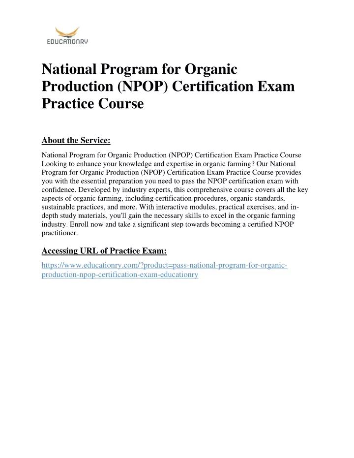 national program for organic production npop