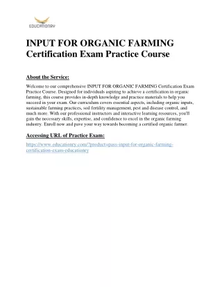 input for organic farming certification exam