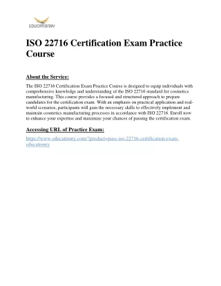 iso 22716 certification exam practice course