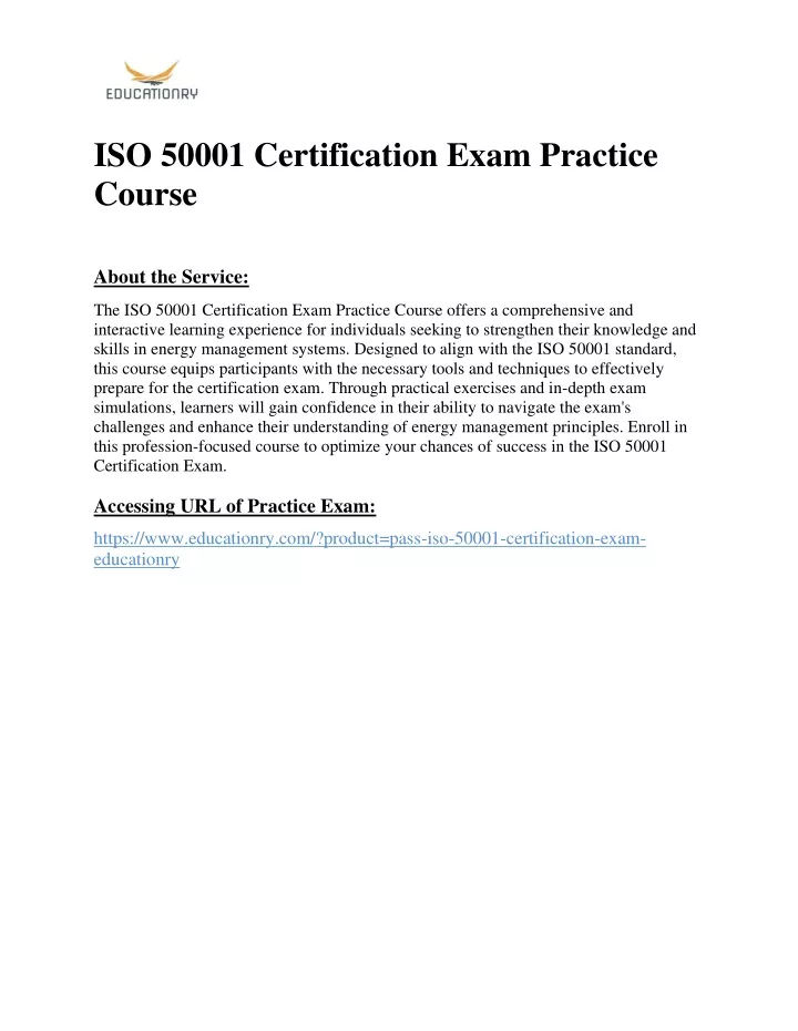 iso 50001 certification exam practice course