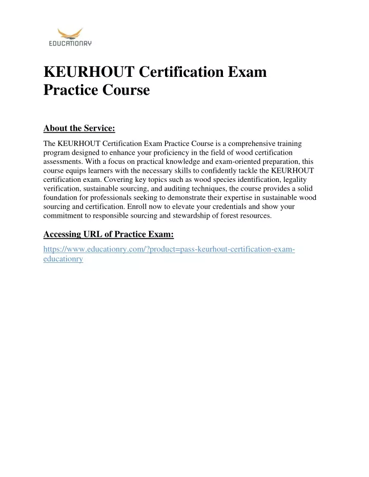 keurhout certification exam practice course