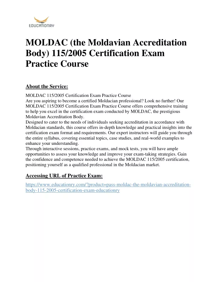 moldac the moldavian accreditation body 115 2005