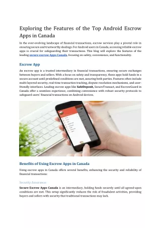 exploring the features of the top android escrow