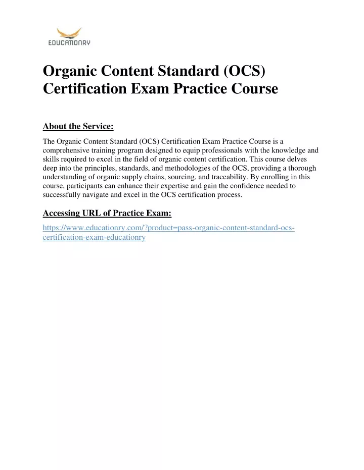 organic content standard ocs certification exam