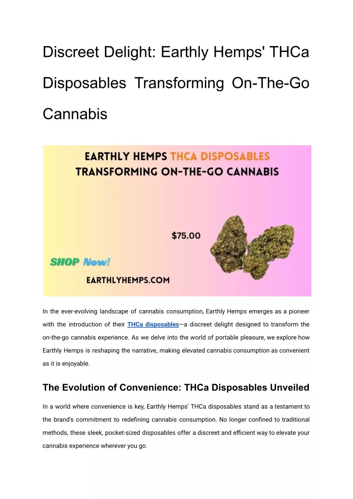 PPT - Discreet Delight_ Earthly Hemps' THCa Disposables Transforming On ...