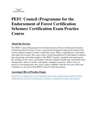 pefc council programme for the endorsement