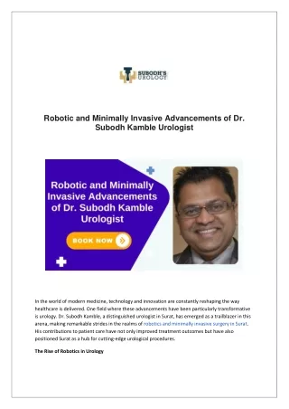 Robotic and Minimally Invasive Advancements of Dr. Subodh Kamble Urologist