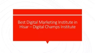 Best Digital Marketing Institute in Hisar – Digital Champs Institute