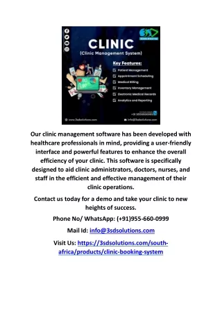 our clinic management software has been developed