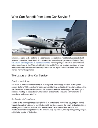 Who Can Benefit from Limo Car Service