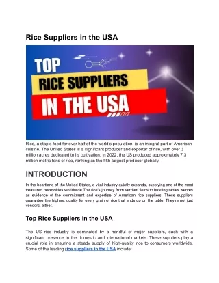 Rice Suppliers in the USA