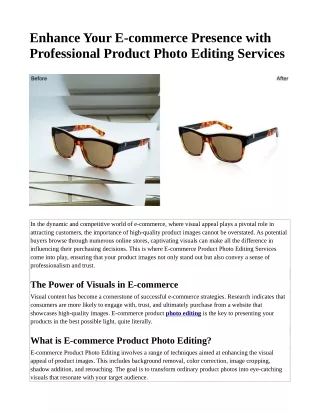 Enhance Your E-commerce Presence with Professional Product Photo Editing Services