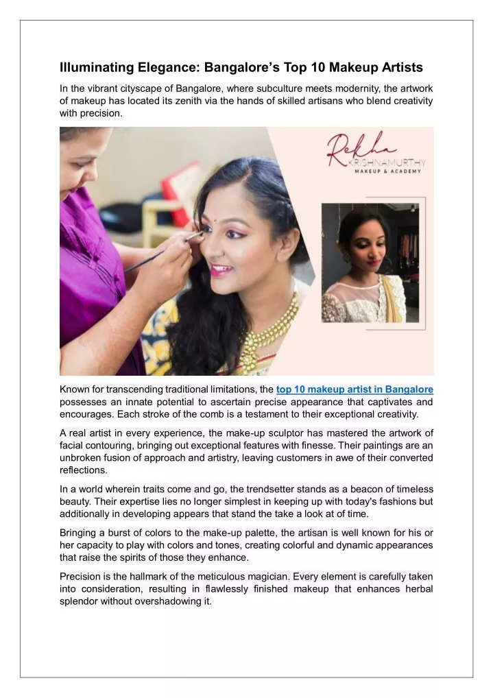 illuminating elegance bangalore s top 10 makeup