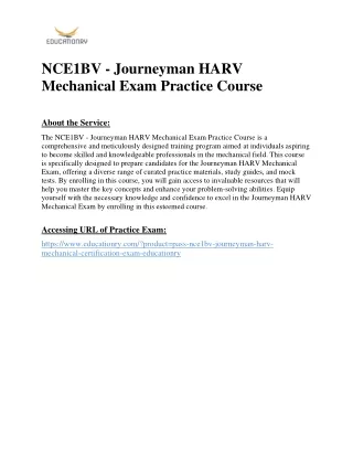 nce1bv journeyman harv mechanical exam practice