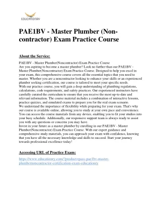 pae1bv master plumber non contractor exam
