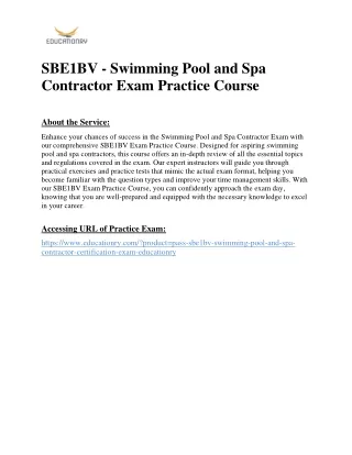 sbe1bv swimming pool and spa contractor exam