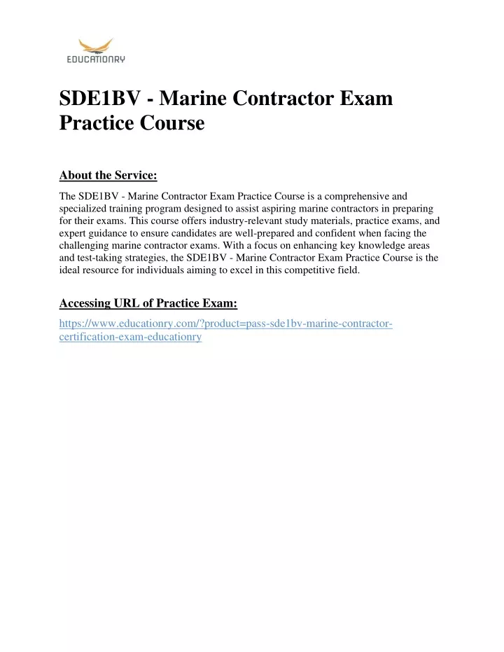 sde1bv marine contractor exam practice course