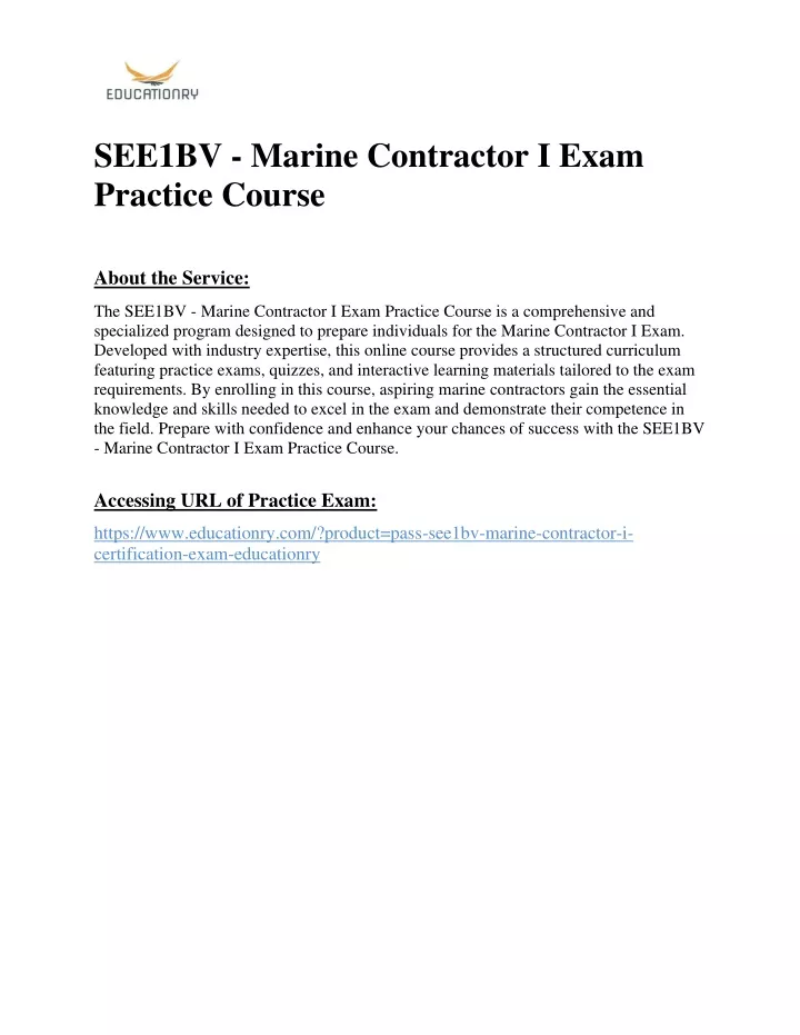 see1bv marine contractor i exam practice course