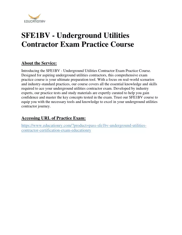 sfe1bv underground utilities contractor exam