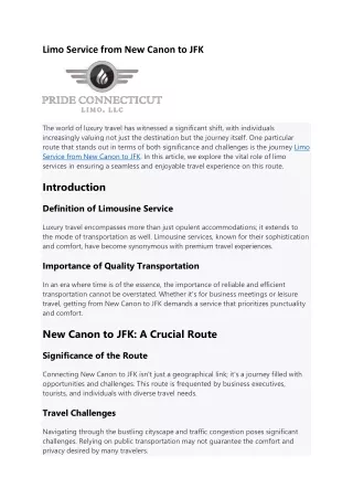 limo service from new canon to jfk