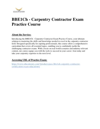 bbe1ch carpentry contractor exam practice course