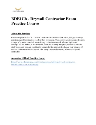bde1ch drywall contractor exam practice course