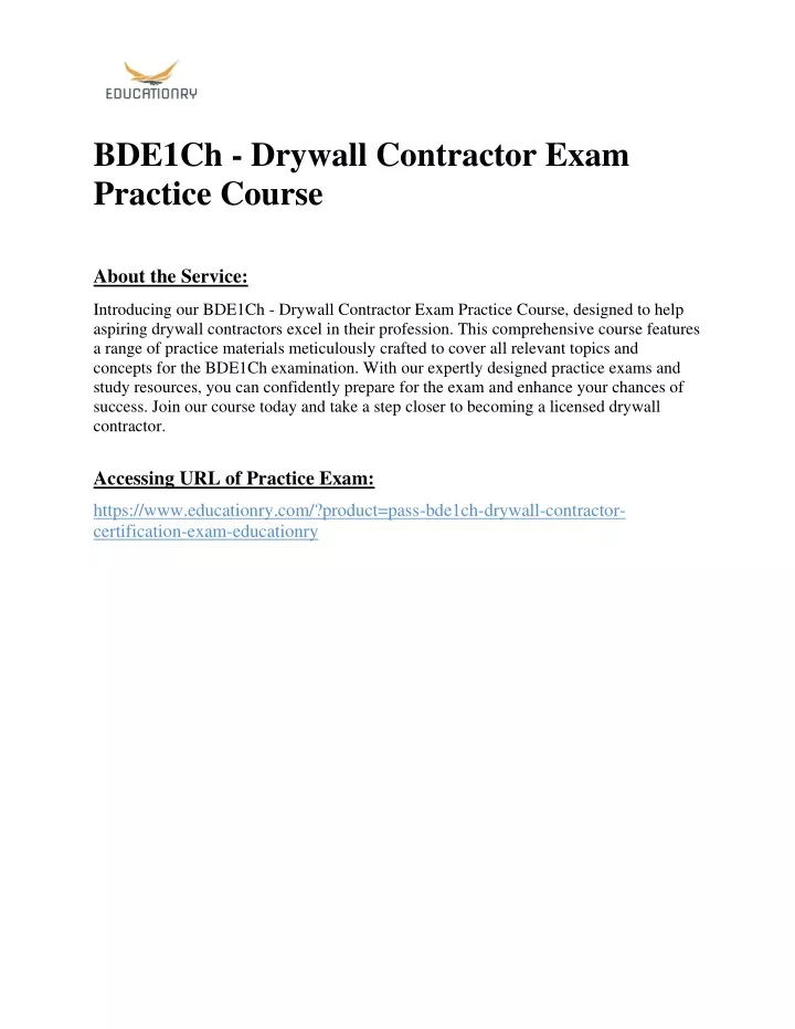 Ppt Bde1ch Drywall Contractor Exam Practice Course Powerpoint