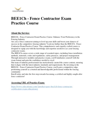 bee1ch fence contractor exam practice course