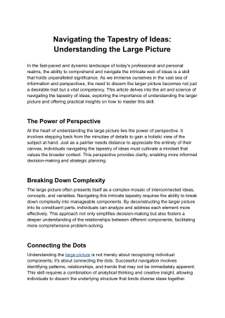 Navigating the Tapestry of Ideas_ Understanding the Large Picture