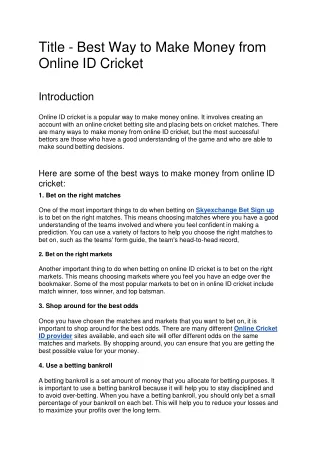 Getsetbet: How Bet on Your Best Way to Make Money from Cricket ID.