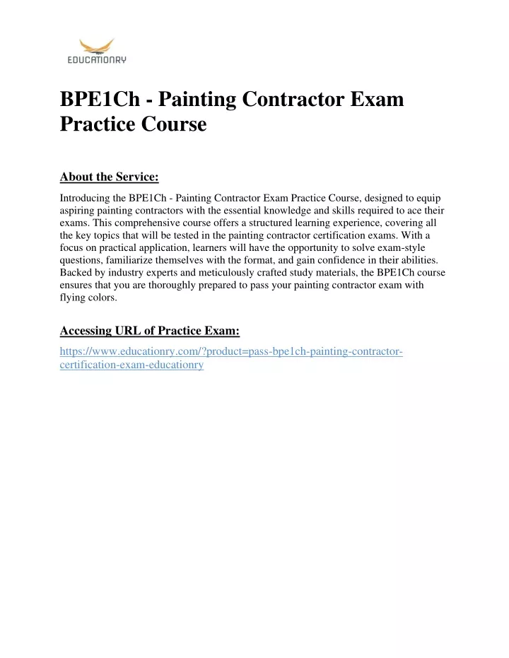 bpe1ch painting contractor exam practice course