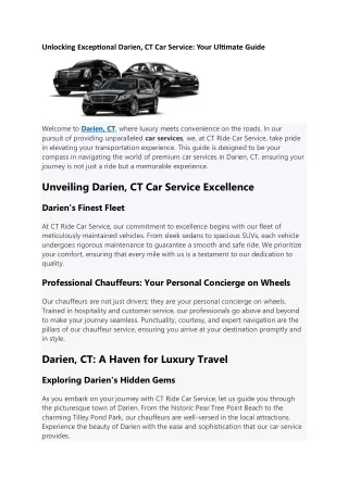 unlocking exceptional darien ct car service your