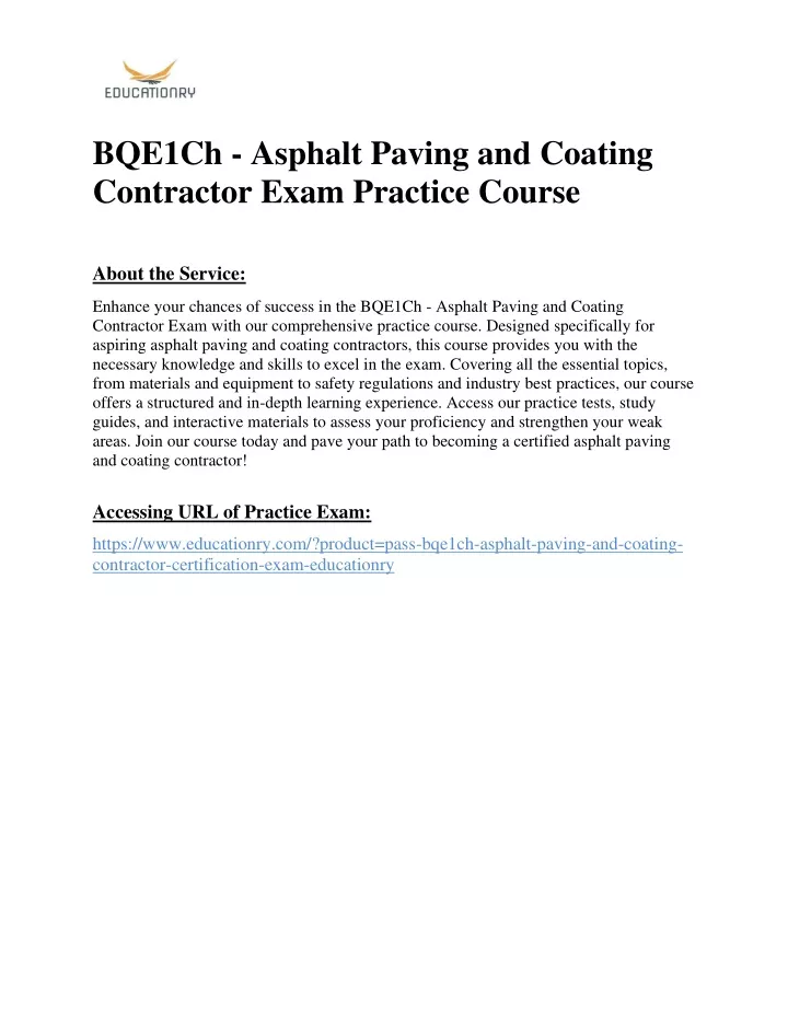 bqe1ch asphalt paving and coating contractor exam