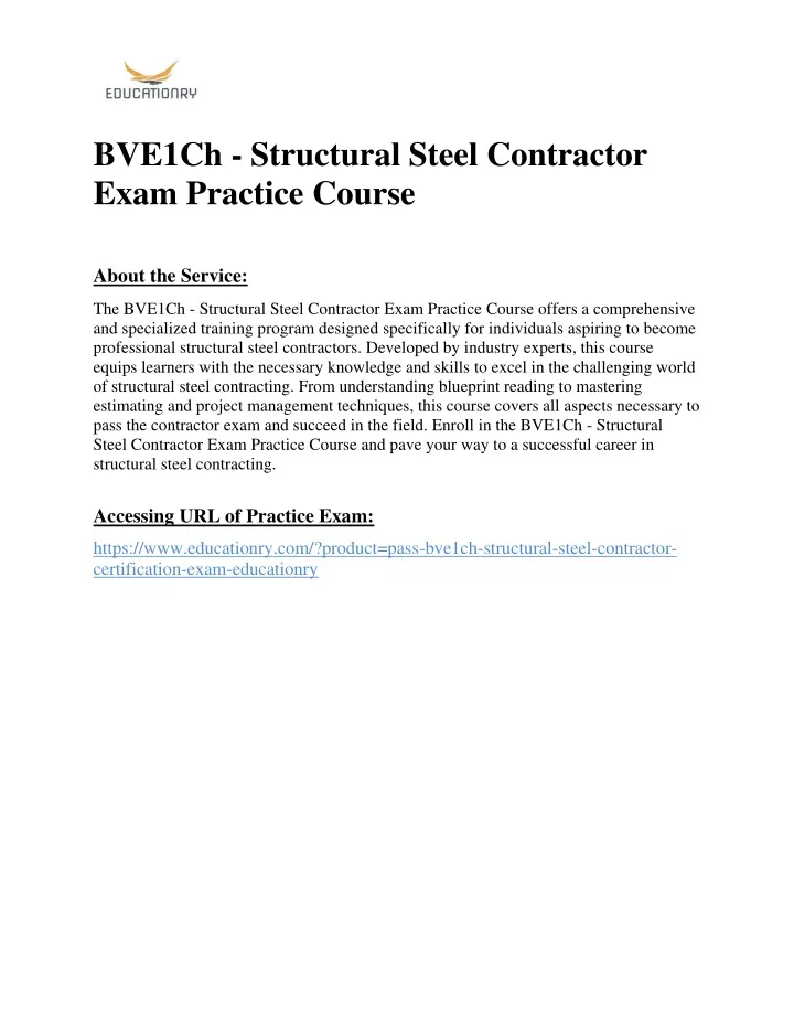 bve1ch structural steel contractor exam practice