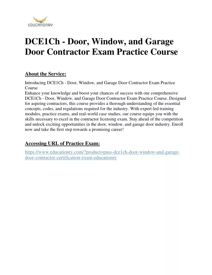 dce1ch door window and garage door contractor
