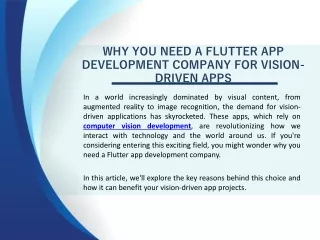 Why You Need a Flutter App Development Company for Vision-Driven Apps