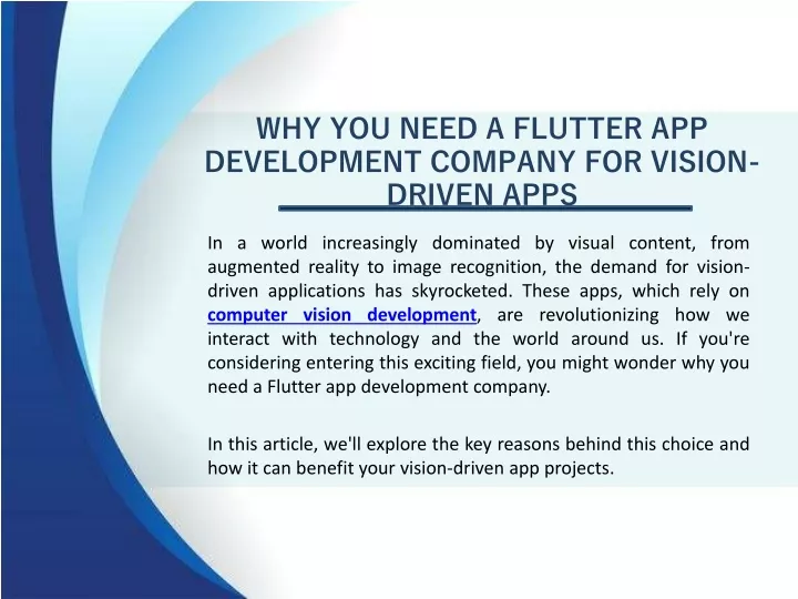 why you need a flutter app development company for vision driven apps
