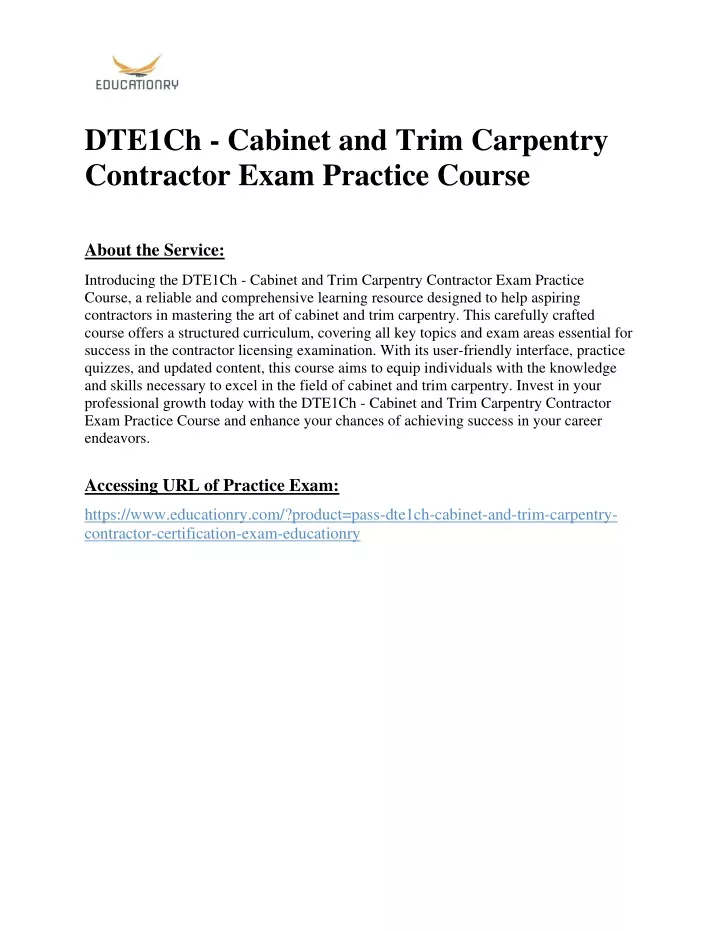 dte1ch cabinet and trim carpentry contractor exam