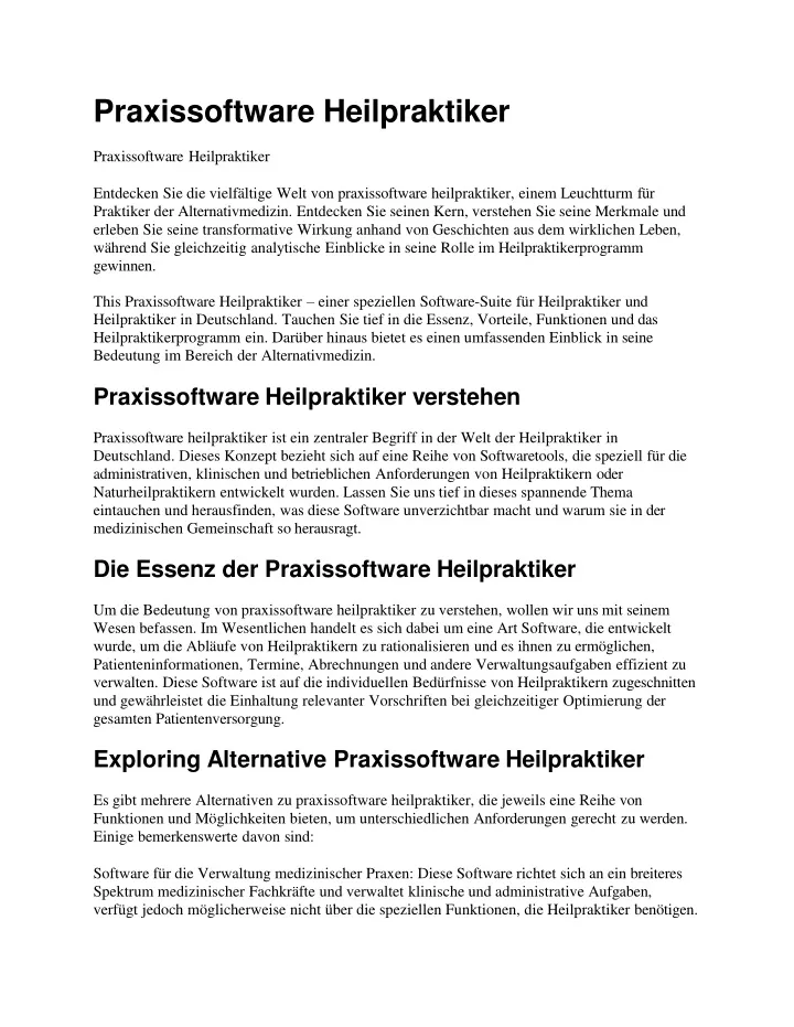 praxissoftware heilpraktiker